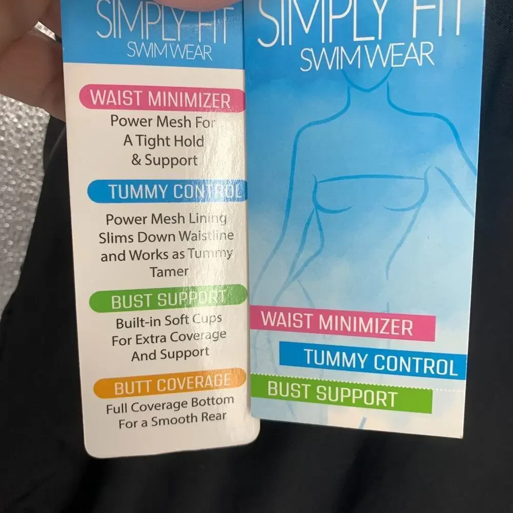 NWT Simply Fit Swimwear High Neck Ruched One Piece Swimsuit Plus Sz 3X Black NEW